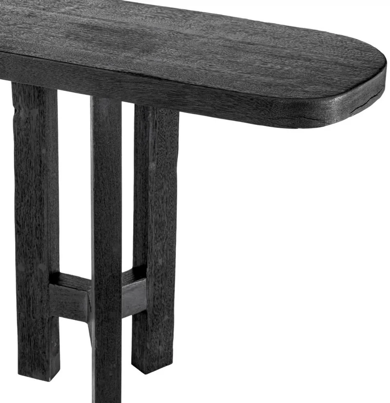 Casa Padrino Luxus Konsole Antik Schwarz 230 x 35 x H. 74,5 cm - Rechteckiger Massivholz Konsolentisch - Massivholz Möbel - Luxus Möbel - Luxus Qualität