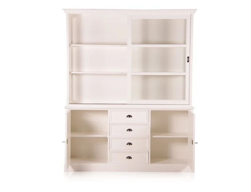 Casa Padrino Landhausstil Wandschrank Antik Weiß mit 2 Türen und 4 Schubladen 185 x 43 x H. 225 cm - Landhausstil Möbel