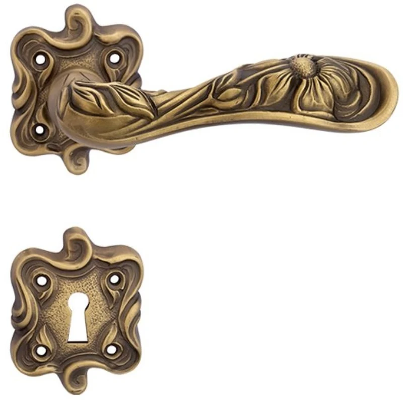 Casa Padrino Barock Türklinken Set Messing Patiniert 14 x H. 6,8 cm - Barock Hotel & Restaurant Accessoires