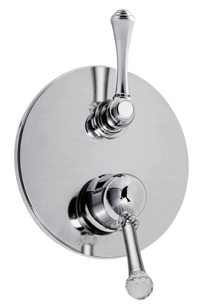 Casa Padrino Luxus Dusch Unterputz-Einhebelmischer mit 3-Ausgängen & Umstellung Silber Ø 19 cm
