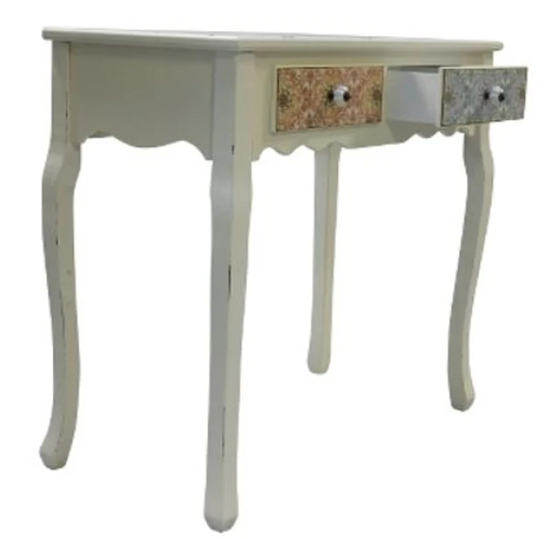Casa Padrino Landhausstil Konsole im Shabby Chic Design, Antik Weiß und Mehrfarbig, 80 x 40 x H. 74 cm
