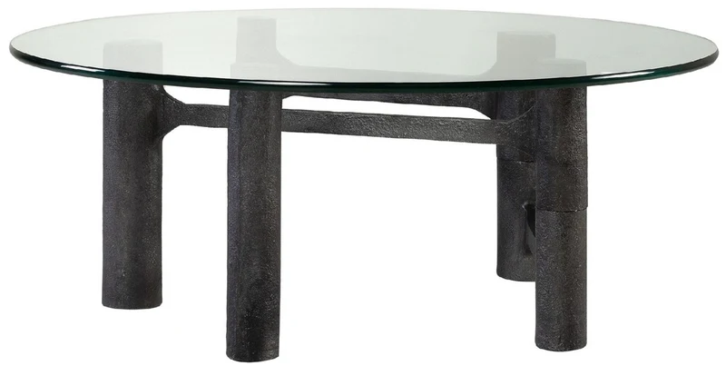 Casa Padrino Luxus Couchtisch Antik Schwarz Ø 110 x H. 40,5 cm - Runder Aluminium Wohnzimmertisch mit Glasplatte - Wohnzimmer Möbel - Luxus Möbel - Luxus Einrichtung