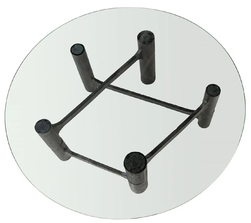 Casa Padrino Luxus Couchtisch Antik Schwarz Ø 110 x H. 40,5 cm - Runder Aluminium Wohnzimmertisch mit Glasplatte - Wohnzimmer Möbel - Luxus Möbel - Luxus Einrichtung