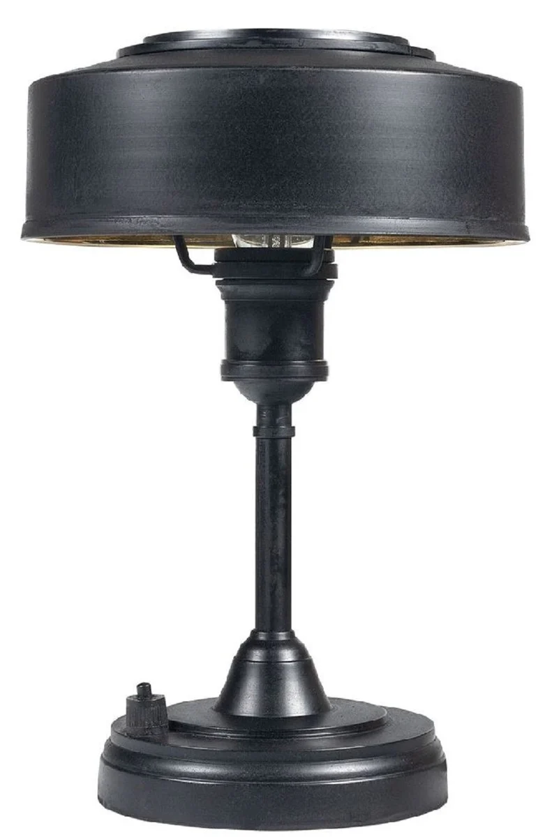 Casa Padrino Luxus Art Deco Tischleuchte Antik Schwarz Ø 22 x H. 32 cm - Runde Messing Schreibtischleuchte - Luxus Leuchten - Luxus Interior