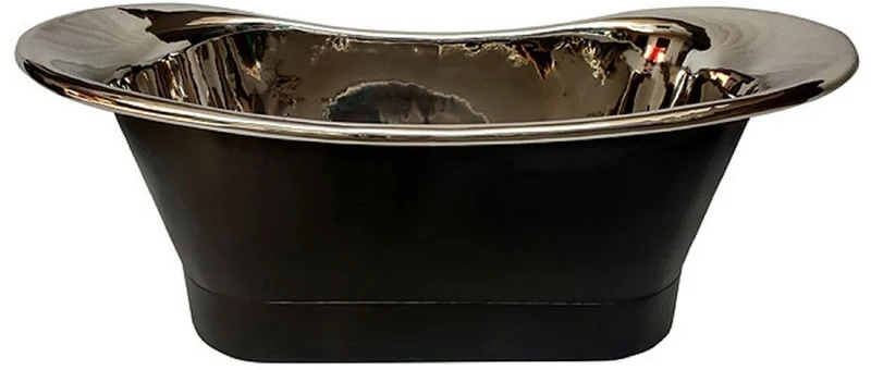 Casa Padrino Luxus Jugendstil Kupfer Badewanne Schwarz / Silber 170 x 71 x H. 71 cm - Freistehende Retro Badewanne - Rustikale Kupfer Badezimmer Möbel