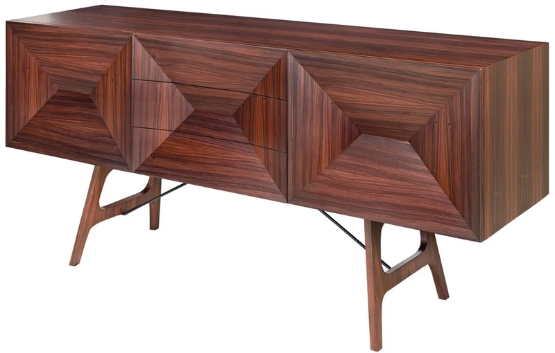 Casa Padrino Luxus Rosenholz Sideboard mit 2 Türen und 3 Schubladen Braun 200 x 50 x H. 90 cm - Luxus Qualität