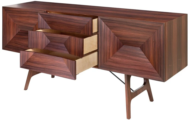 Casa Padrino Luxus Rosenholz Sideboard mit 2 Türen und 3 Schubladen Braun 200 x 50 x H. 90 cm - Luxus Qualität