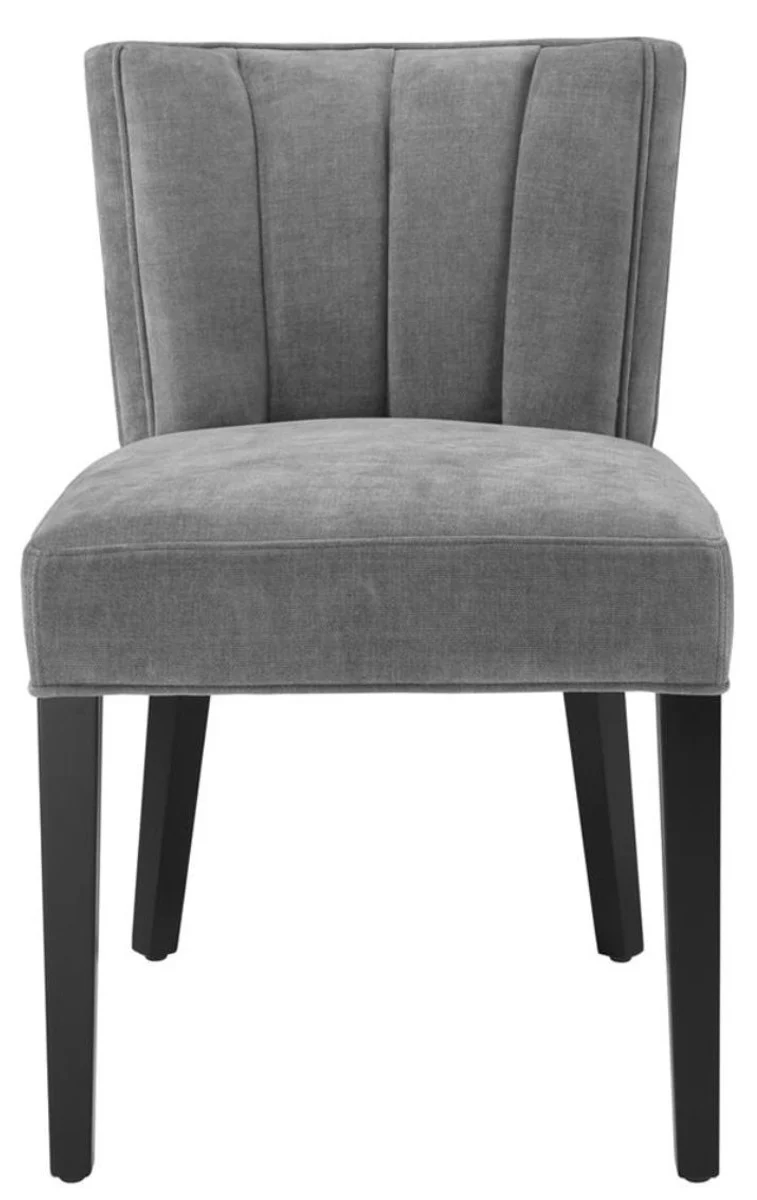 Casa Padrino Luxus Esszimmerstuhl Grau / Schwarz 51 x 62 x H. 82 cm - Luxus Esszimmer Möbel