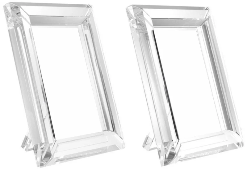 Casa Padrino Tisch-Bilderrahmen Set 16 x 2,5 x H. 21,5 cm - Luxus Kristallglas Deko Accessoires
