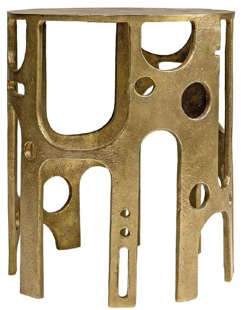 Casa Padrino Designer Beistelltisch Bronze Ø 50 x H. 60 cm - Runder Aluminium Tisch - Wohnzimmer Möbel - Luxus Möbel - Designer Möbel - Luxus Einrichtung - Designer Einrichtung