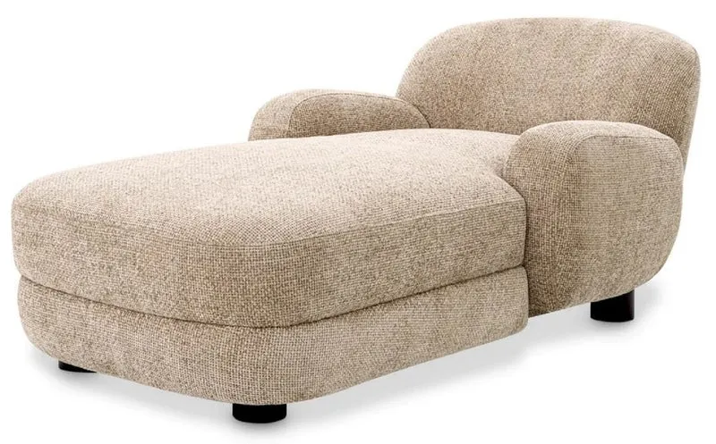 Casa Padrino Luxus Chaiselongue Sandfarben / Schwarz 95 x 170 x H. 69 cm - Wohnzimmer Liegesessel - Recamiere - Wohnzimmer Möbel - Luxus Möbel - Luxus Qualität