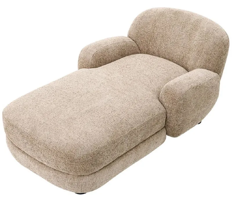 Casa Padrino Luxus Chaiselongue Sandfarben / Schwarz 95 x 170 x H. 69 cm - Wohnzimmer Liegesessel - Recamiere - Wohnzimmer Möbel - Luxus Möbel - Luxus Qualität
