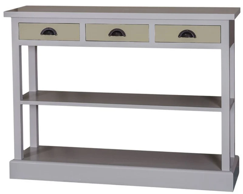 Casa Padrino Landhausstil Küchenkonsole Grau / Grün 120 x 35 x H. 89 cm - Landhausstil Konsolentisch mit 3 Schubladen