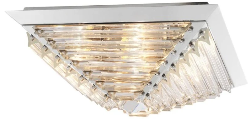 Casa Padrino Luxus Deckenleuchte mit Kristallglas Silber 49 x 49 x H. 21 cm - Luxus Qualität