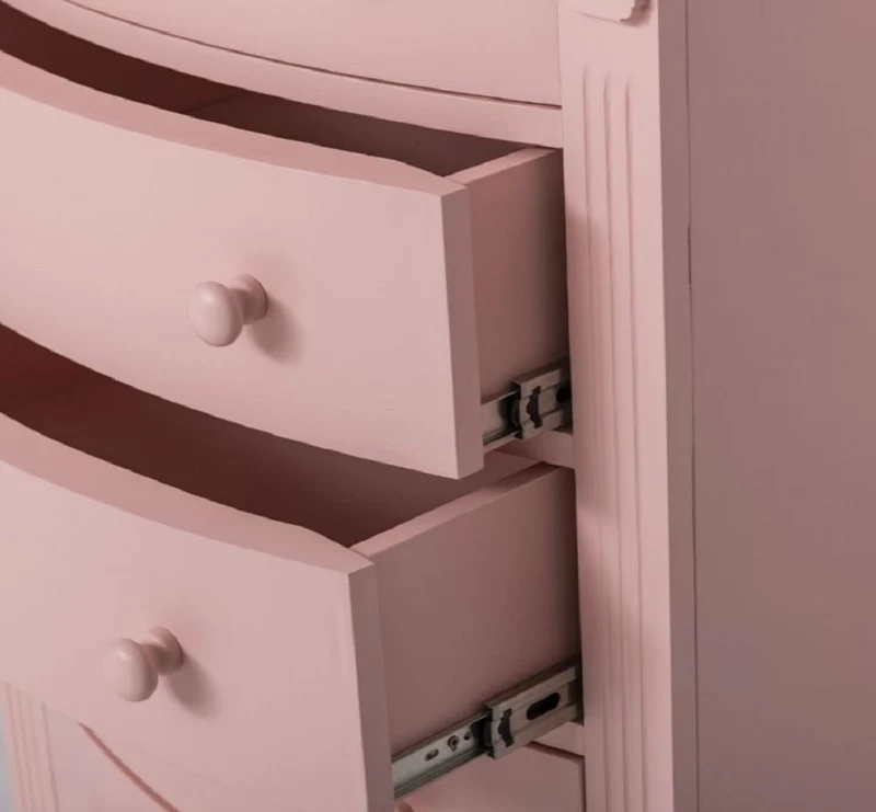Casa Padrino Landhausstil Kommode Rosa / Grau 80 x 48 x H. 120 cm - Massivholz Schrank mit 6 Schubladen - Landhausstil Schlafzimmer Möbel - Möbel im Landhausstil - Landhausstil Einrichtung