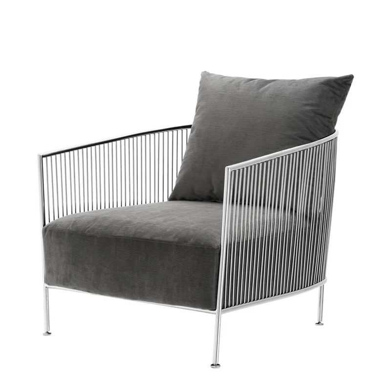 Casa Padrino Luxus Sessel Grau / Silber 69 x 77 x H. 78 cm - Designer Hotel Möbel
