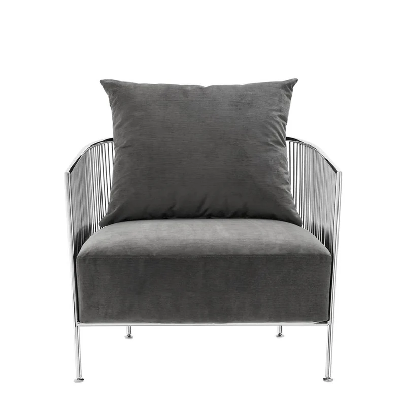 Casa Padrino Luxus Sessel Grau / Silber 69 x 77 x H. 78 cm - Designer Hotel Möbel
