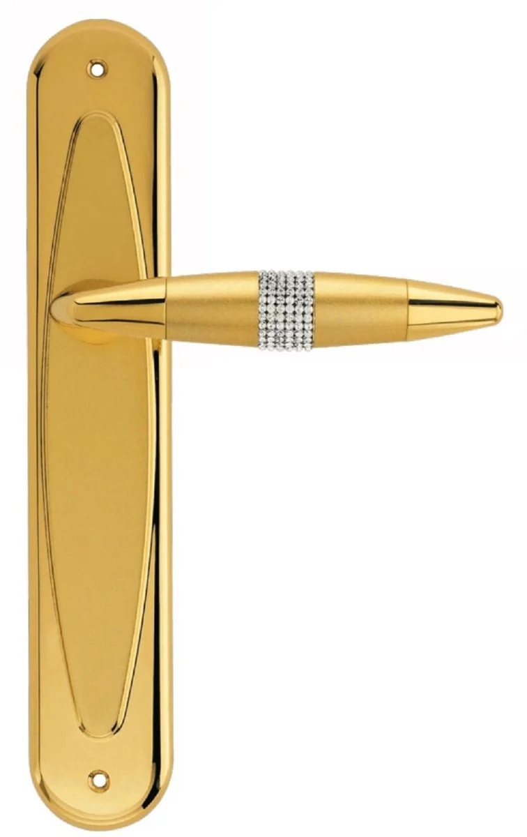 Casa Padrino Luxus Türklinken Set Gold 16 x H. 27,5 cm - Türgriffe besetzt mit Swarovski Kristallen