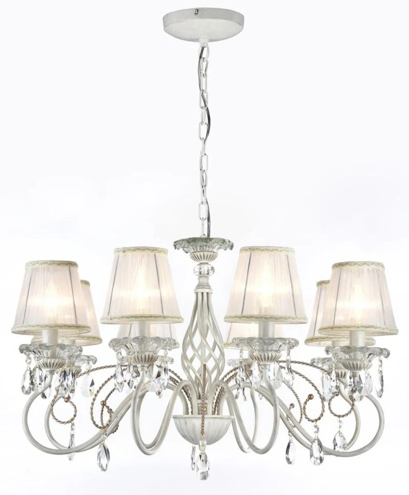 Casa Padrino Barock Kristall Kronleuchter in Weiß und Gold, 8-flammig, Ø 78 x H. 45 cm