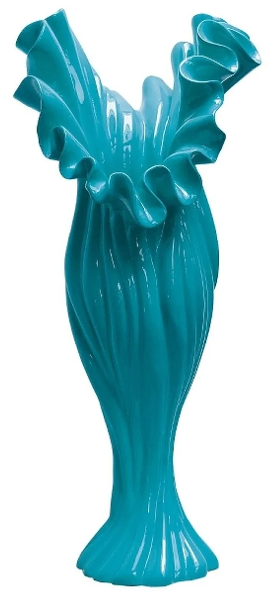 Casa Padrino Designer Blumenvase Blau B. 33 cm Höhe 81 cm - Dekovase