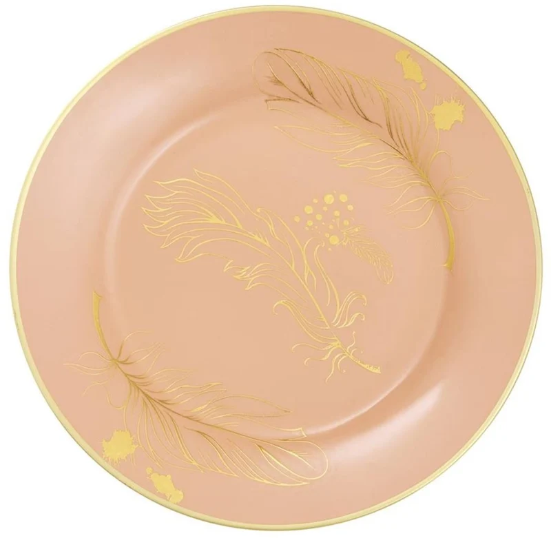 Casa Padrino Deko Porzellan Wandteller 8er Set Flamingos & Federn Mehrfarbig / Gold Ø 27 cm - Luxus Wanddeko