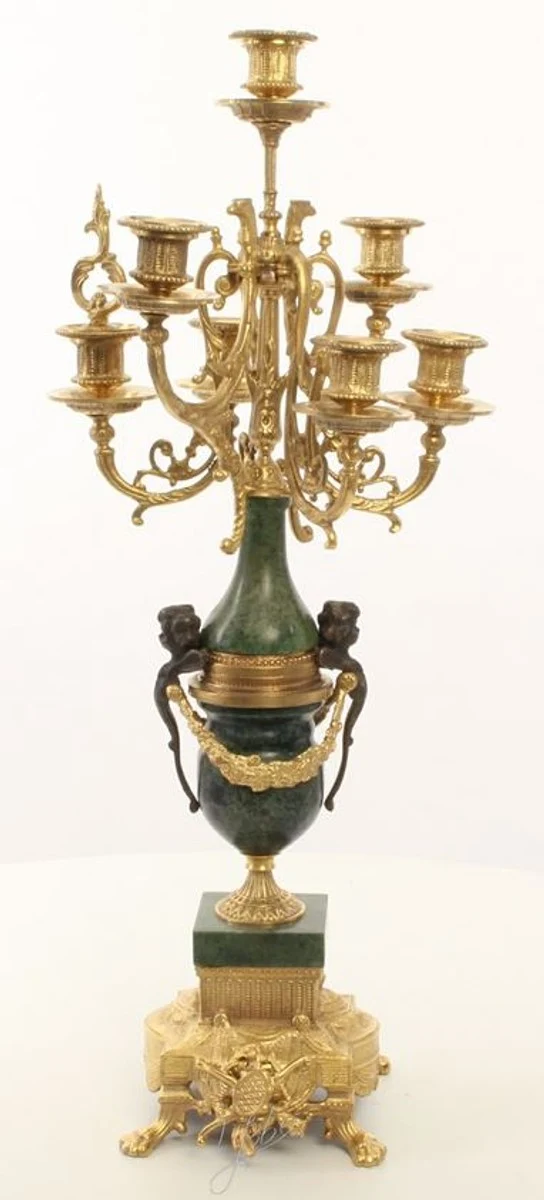 Casa Padrino Barock Kerzenständer Set Gold / Grün 22 x 26 x H. 62,4 cm - Barockstil Möbel