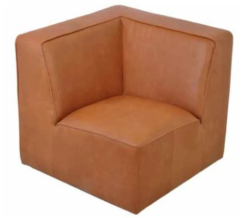 Casa Padrino Luxus Ecksessel Hellbraun 89 x 89 x H. 88 cm - Wohnzimmer Leder Sessel