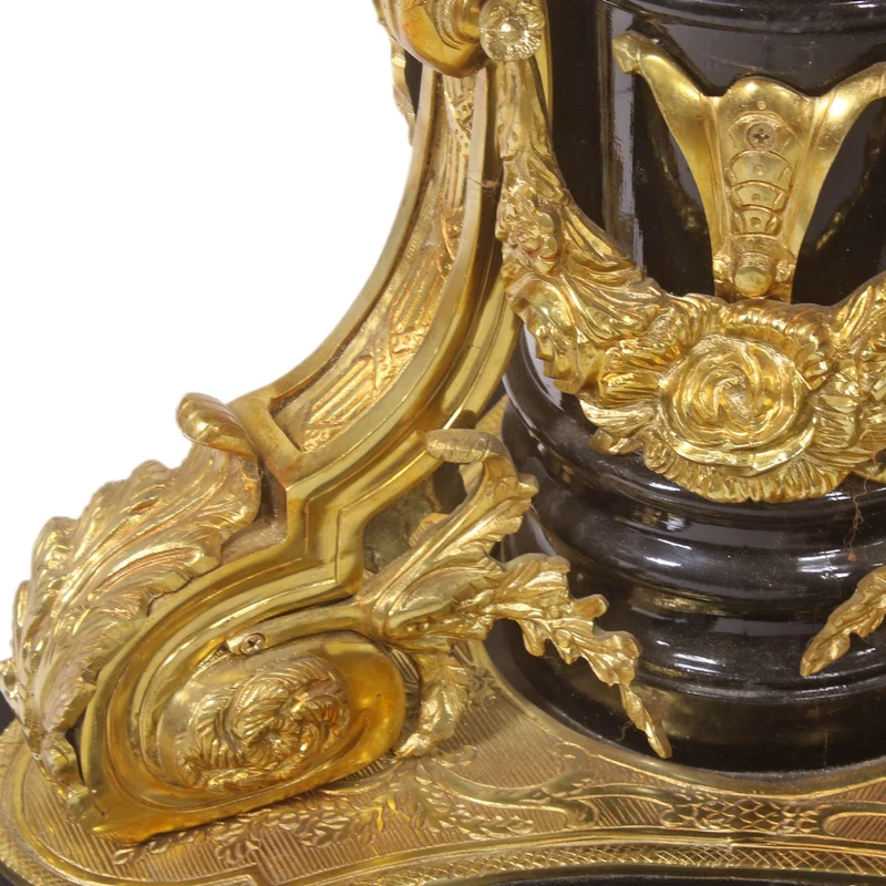 Casa Padrino Barock Beistelltisch Braun / Rot / Gold Durchmesser 78cm, Höhe 83 cm Handarbeit, Handbemalt- Limited Edition