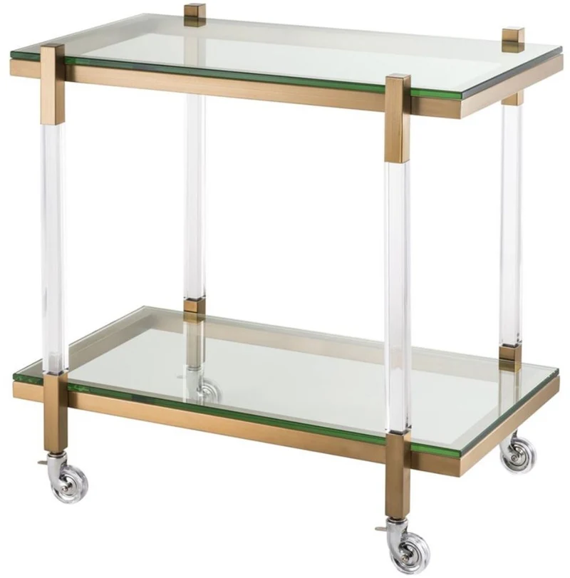 Casa Padrino Luxus Trolley / Servierwagen Messing 80 x 48 x H. 77,5 cm - Hotel Restaurant Gastronomie Accessoires