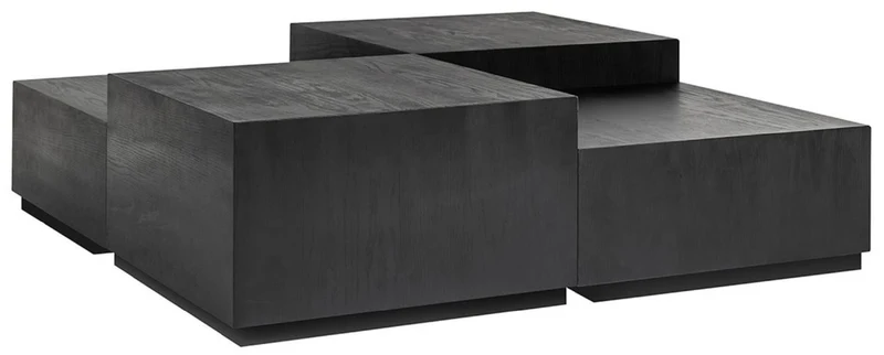 Casa Padrino Luxus Couchtisch 4er Set Anthrazit / Schwarz 130 x 130 x H. 40 cm - Quadratischer Massivholz Wohnzimmertisch - Wohnzimmer Möbel - Luxus Möbel - Luxus Einrichtung