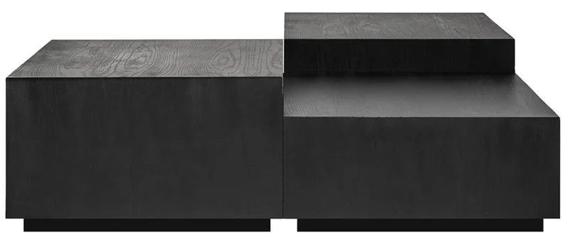 Casa Padrino Luxus Couchtisch 4er Set Anthrazit / Schwarz 130 x 130 x H. 40 cm - Quadratischer Massivholz Wohnzimmertisch - Wohnzimmer Möbel - Luxus Möbel - Luxus Einrichtung