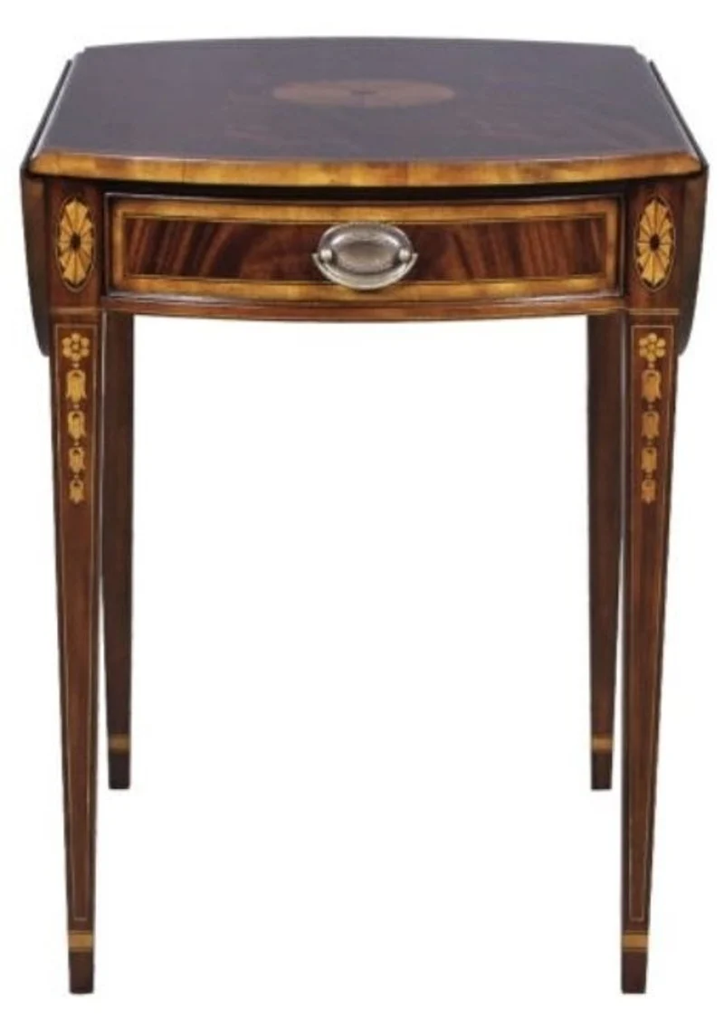 Casa Padrino Luxus Mahagoni Beistelltisch mit Schublade Braun 96 x 77 x H. 73 cm - Wohnzimmermöbel