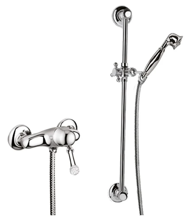 Luxus Aufputz-Einhebelbrausebatterie mit Swarovski Kristallglas Silber - Badezimmer Brauseset mit Brausestange