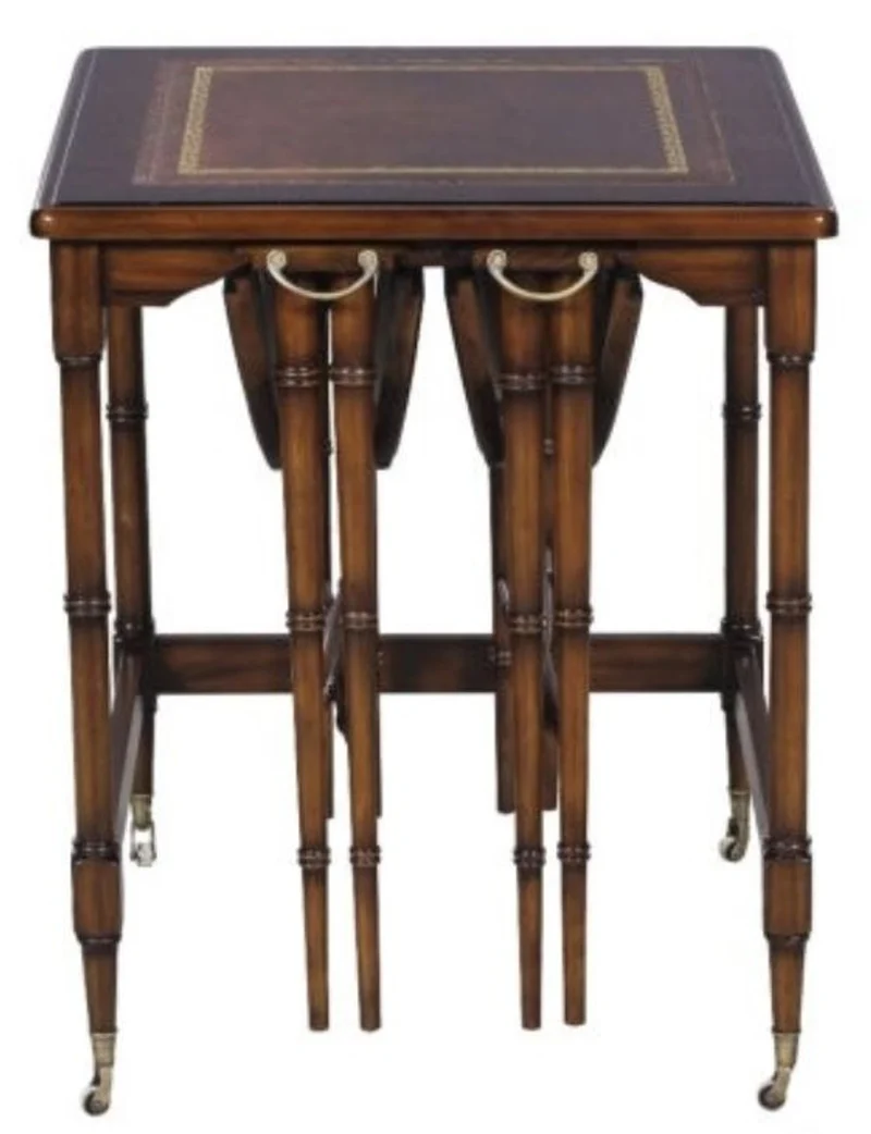 Casa Padrino Luxus Mahagoni Beistelltisch Set Braun 48 x 48 x H. 59 cm - Hotel Möbel