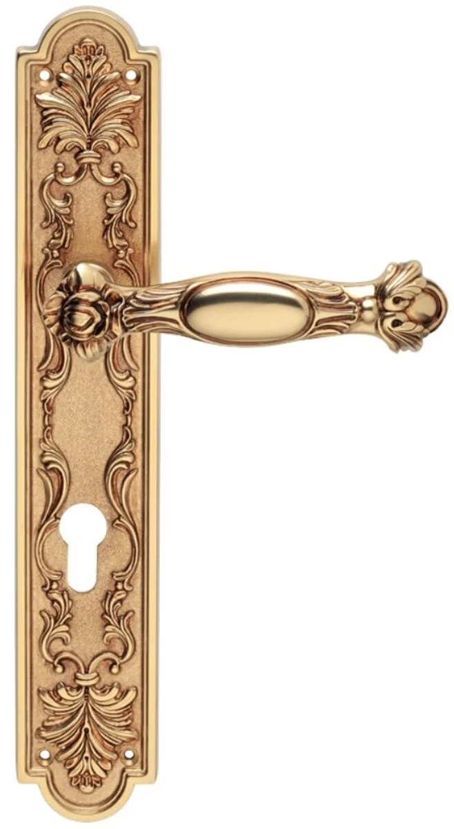 Casa Padrino Barock Türklinken Set Französisches Gold 15,3 x H. 30 cm - Barockstil Türgriff Set