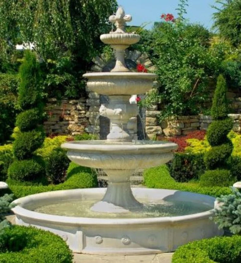 Casa Padrino Barock Gartenbrunnen / Springbrunnen Ø 265 x H. 280 cm - Prunkvoller 3-Stufiger Brunnen im Barockstil