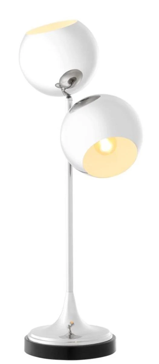 Casa Padrino Tischleuchte Silber / Schwarz Ø 32 x H. 74 cm - Luxus Qualität