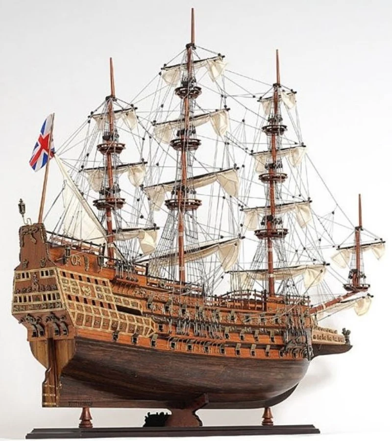 Casa Padrino Luxus Deko Schiff Sovereign of the Seas Braun / Mehrfarbig 88,9 x 29 x H. 94 cm - Handgefertigtes Holz Segelschiff Modell