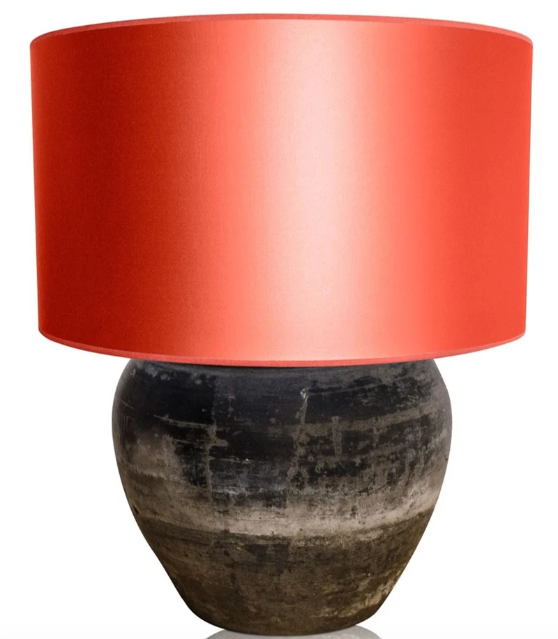 Casa Padrino Luxus Terracotta Tischleuchte Grau / Orange Ø 60 x H. 72 cm - Luxus Möbel
