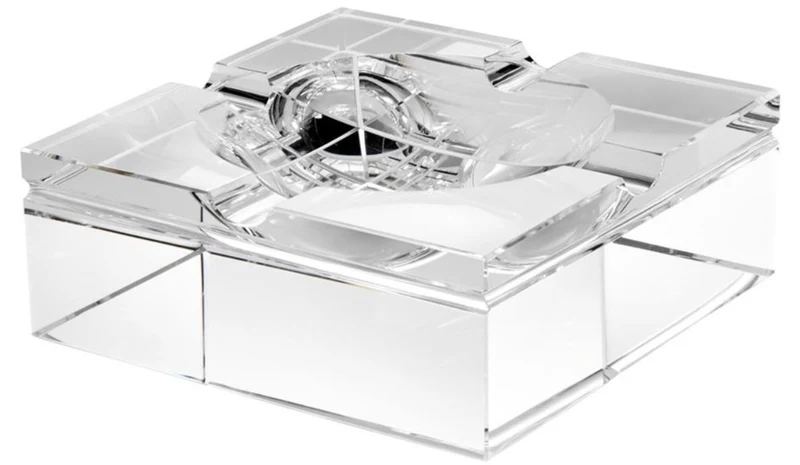 Casa Padrino Luxus Kristallglas Aschenbecher 20 x 20 x H. 7,5 cm - Wohnzimmer Accessoires