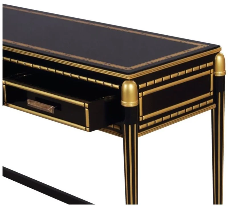 Casa Padrino Luxus Wohnzimmer Konsolentisch Schwarz / Gold 171 x 46 x H. 80 cm - Luxus Konsole mit 4 Schubladen