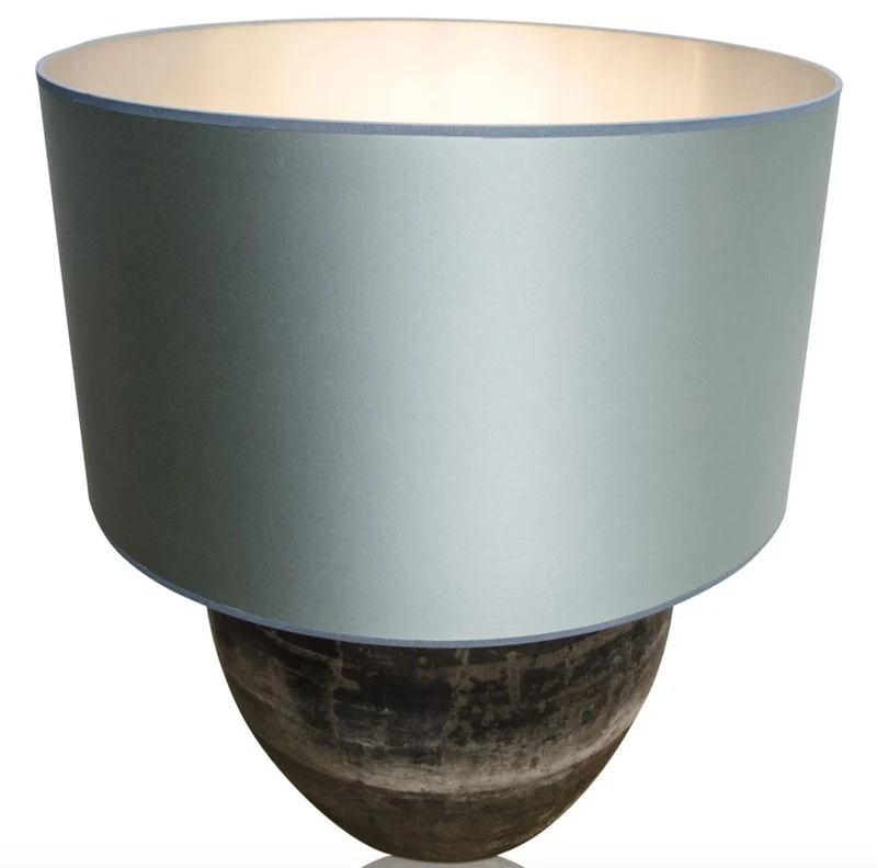Casa Padrino Luxus Terracotta Tischleuchte Grau / Hellblau Ø 60 x H. 72 cm - Luxus Möbel