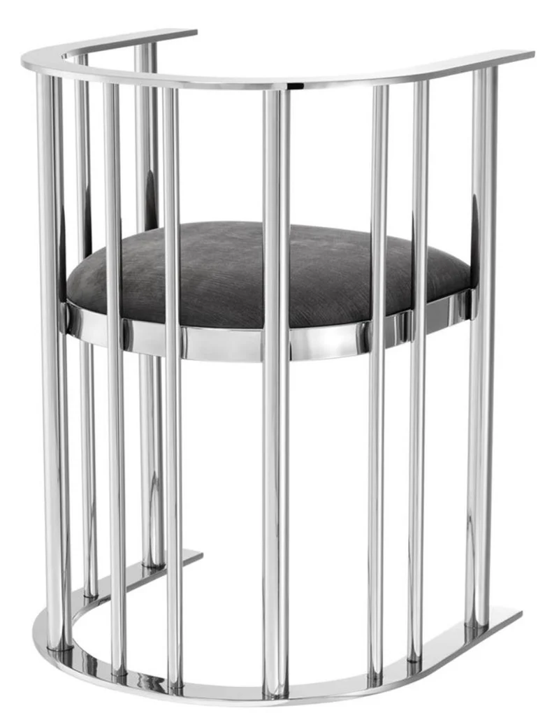 Casa Padrino Designer Stuhl mit Armlehnen Silber / Dunkelgrau 54,5 x 53 x H. 68 cm - Designermöbel