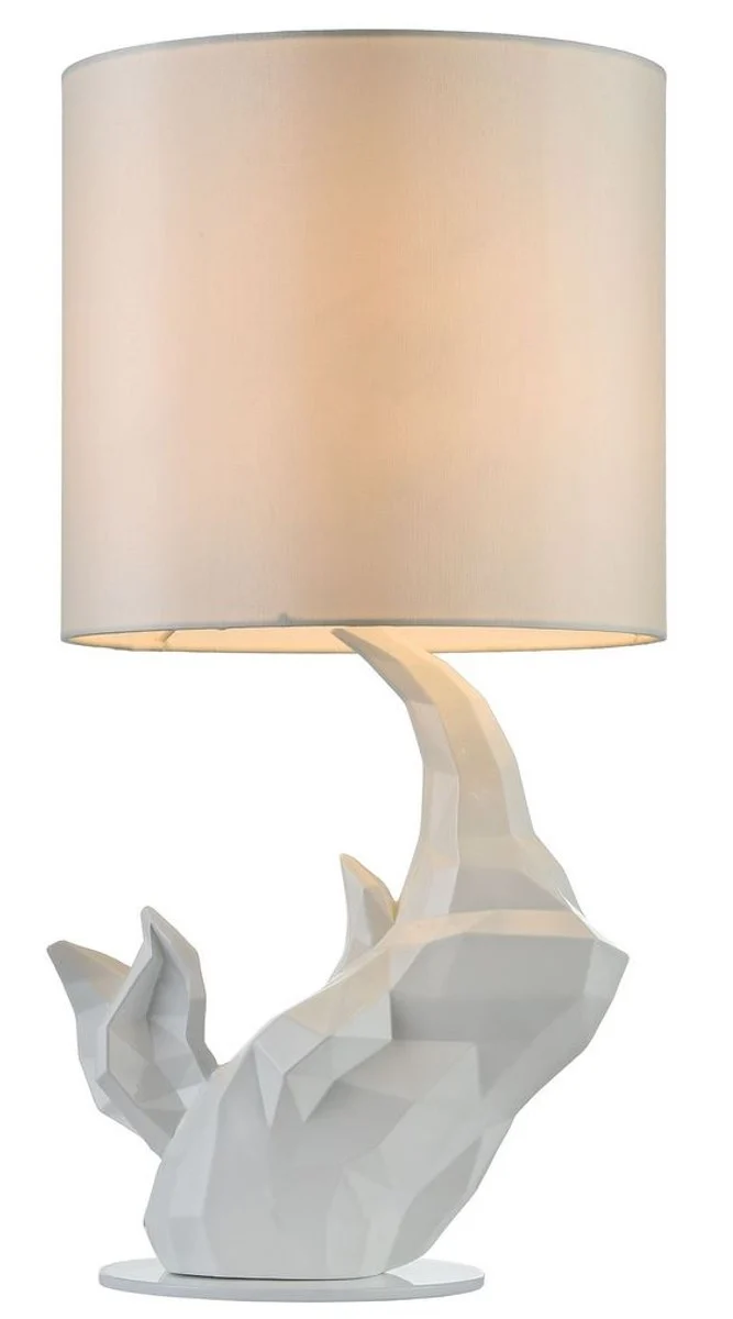 Casa Padrino Tischleuchte Weiß in exklusivem Design Ø 24 x H. 48,5 cm - Luxus Hotel & Restaurant Beleuchtung