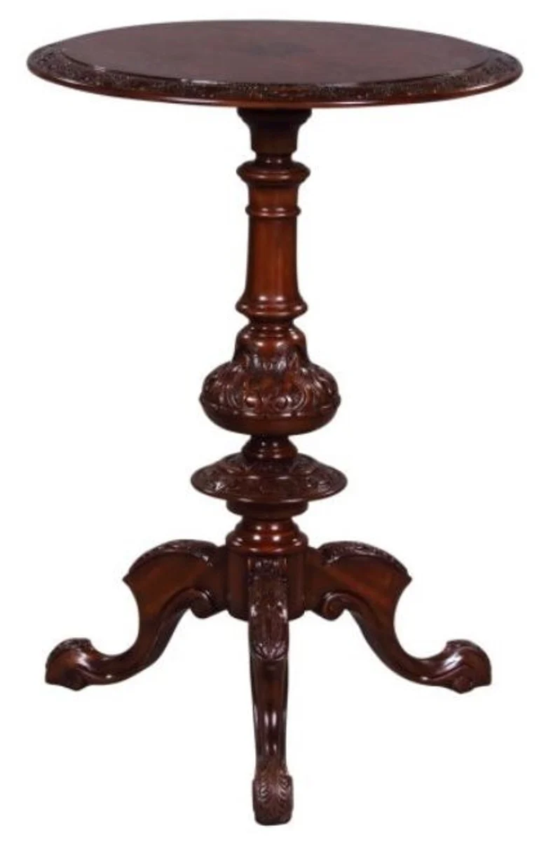 Casa Padrino Luxus Jugendstil Mahagoni Beistelltisch Braun Ø 50 x H. 74 cm - Wohnzimmermöbel