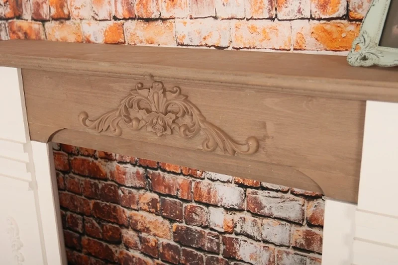 Casa Padrino Landhausstil Kaminumrandung Antik Weiß / Braun 110 x 22 x H. 98 cm - Shabby Chic Möbel