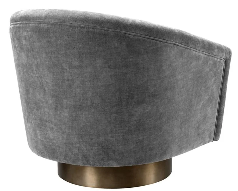 Casa Padrino Drehsessel Grau / Mattgold 85 x 76 x H. 76 cm - Luxus Wohnzimmermöbel