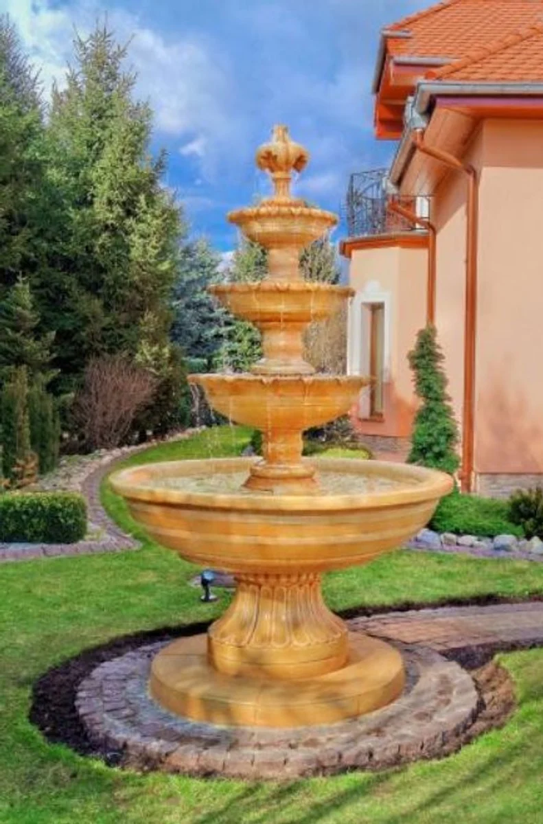 Casa Padrino Barock Springbrunnen Ø 160 x H. 250 cm - Verschiedene Farben - 4-Stufiger Gartenbrunnen im Barockstil