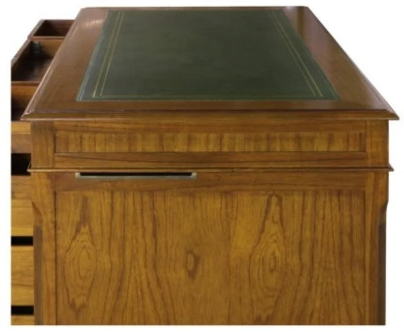 Casa Padrino Luxus Schreibtisch mit Tür und 6 Schubladen Braun / Grün 160 x 80 x H. 79 cm - Büromöbel
