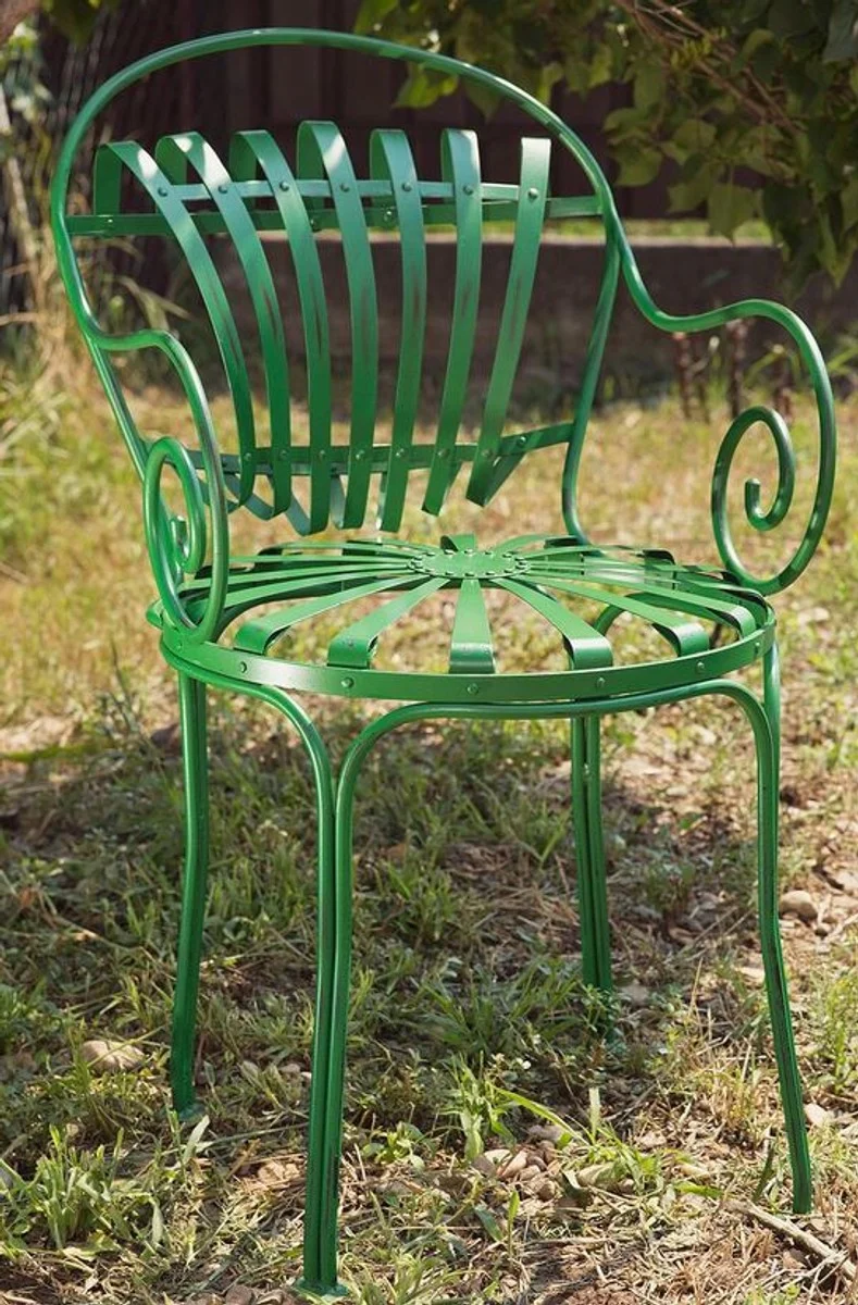 Casa Padrino Schmiedeeisen Gartenstuhl mit Armlehnen Ø 46 x H. 94 cm - verschiedene Farben - Jugendstil Gartenmöbel